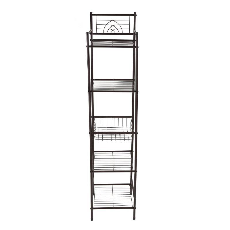 5 Tier Freestanding Bathroom Storage Shelves Brown - Bath Bliss: Iron Frame, Universal Organizer, 54.5" Height