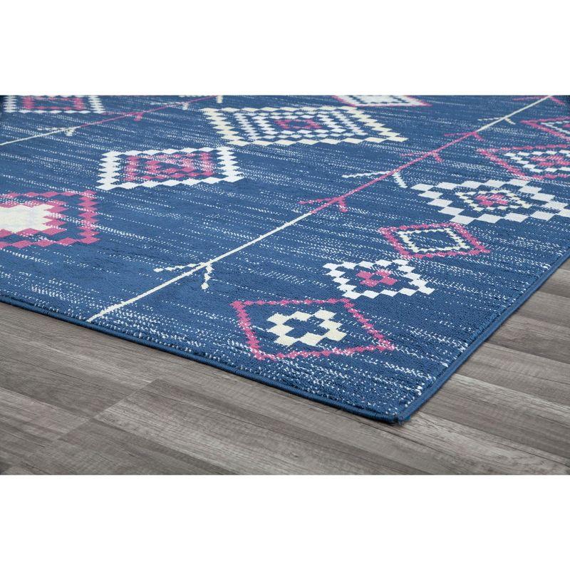 Soleil Native Navy Blue 2'x4' Synthetic Tribal Area Rug