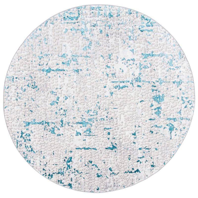 Amelia ALA254 Power Loomed Area Rug - Grey/Turquoise - 6'7" round - Safavieh.