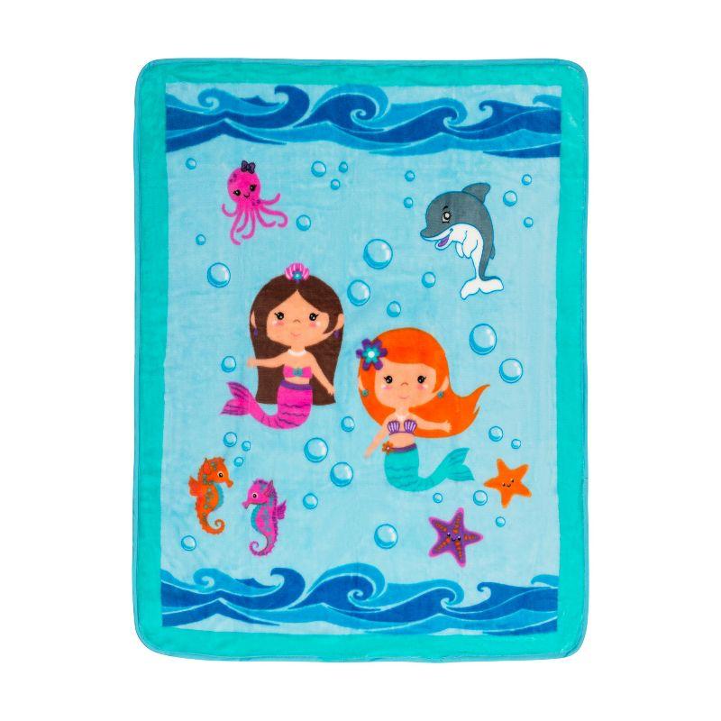 Everyday Kids Toddler Throw Blanket - 30" by 40" - Mermaids Undersea Adventure - Super Soft, Plush, Warm and Comfortable