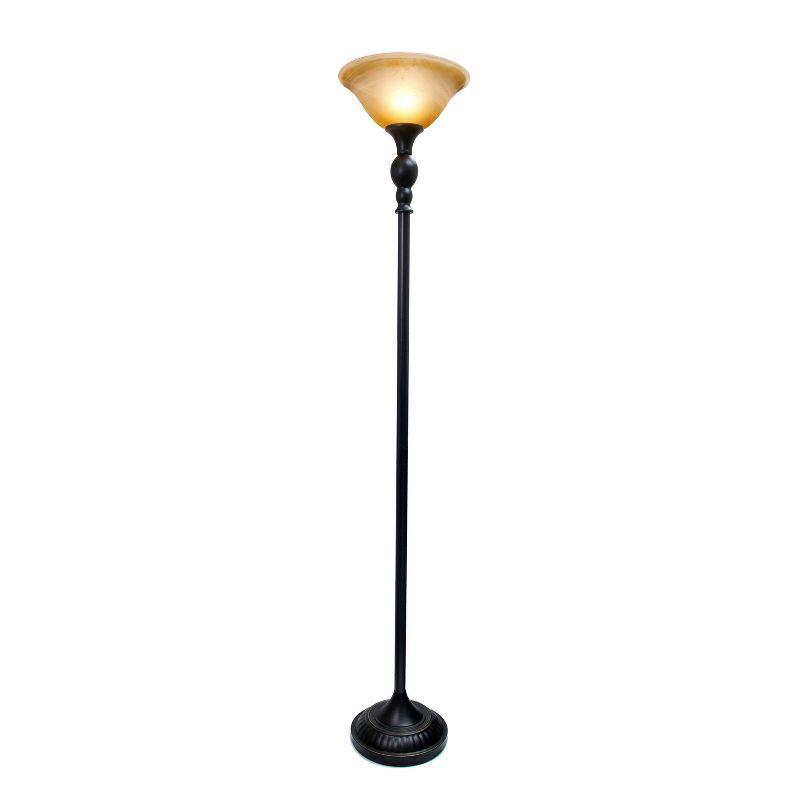 1-Light Classic Torchiere Floor Lamp with Marbleized Glass Shade - Lalia Home