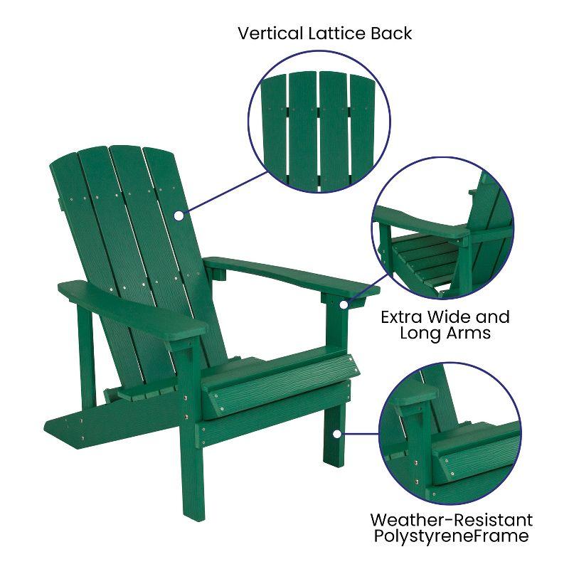 Flash Furniture Set of 2 Charlestown All-Weather Poly Resin Wood Adirondack Chairs