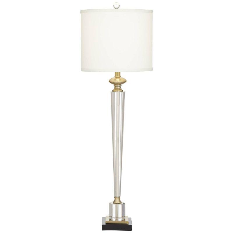 Vienna Full Spectrum Lana Modern Table Lamp 38 1/2" Tall Clear Crystal Glass Column White Drum Shade for Bedroom Living Room Bedside Nightstand Office