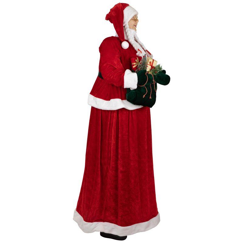 Northlight Mrs. Claus Standing Commercial Christmas Figure with Gift Bag - 6'