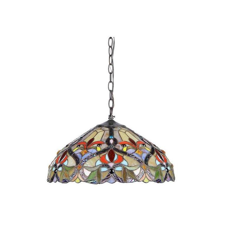 Chloe Lighting Byron Tiffany-Style 2 Light Victorian Ceiling Pendant Fixture 18`` Shade