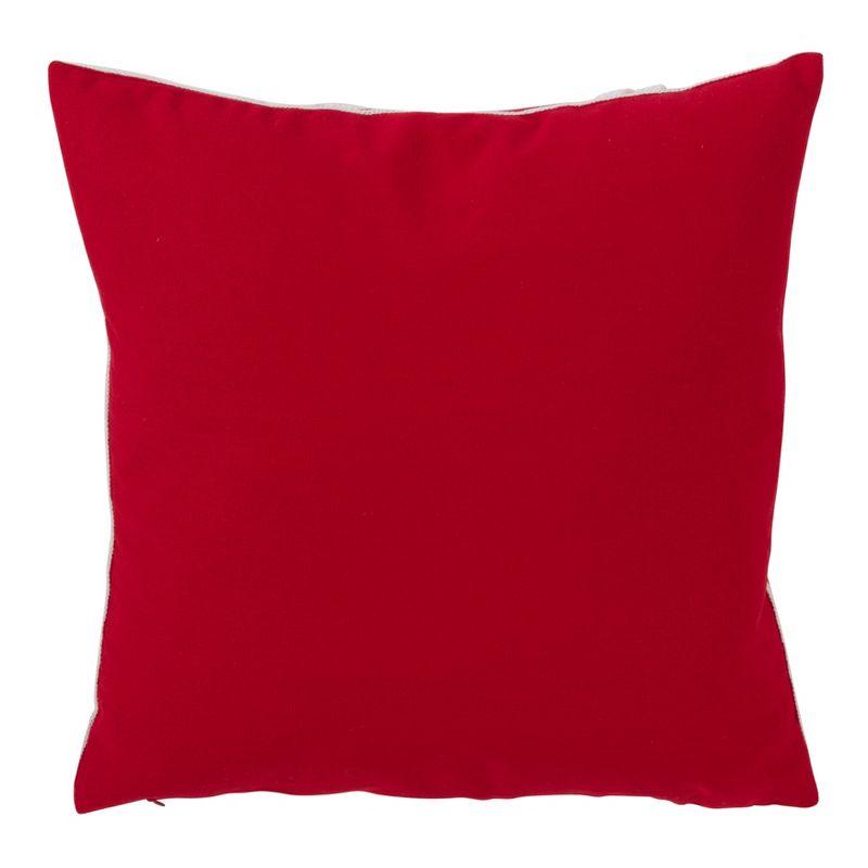 Medium Red Embroidered Santa Sleigh Square Throw Pillow