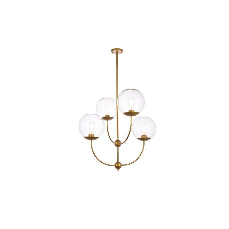Elegant Lighting Lennon 31.5 inch pendant in brass with clear shade