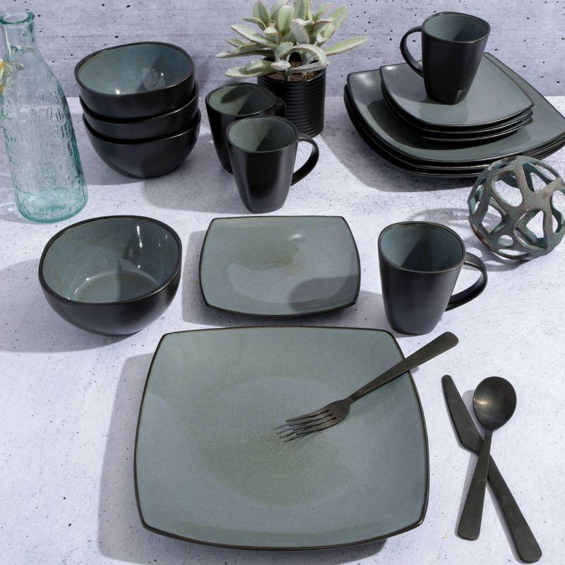 16pc Stoneware Soho Lounge Square Dinnerware Set - Gibson Soho Lounge