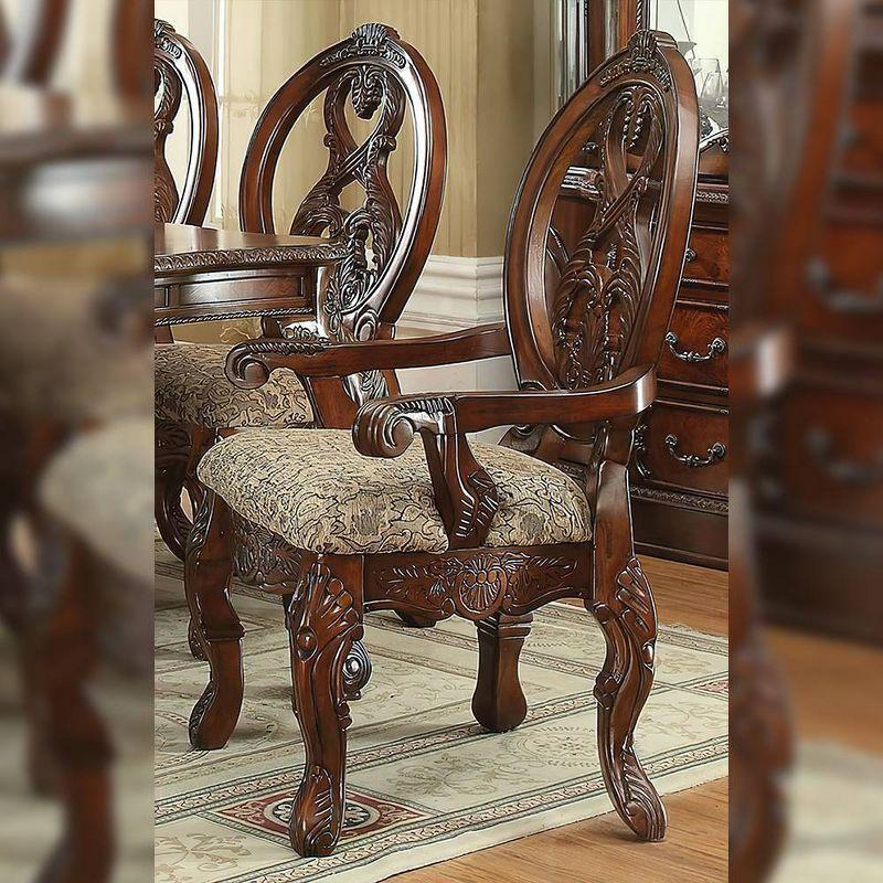 2pc 28" Picardy PU Chairs Honey Oak - Acme Furniture