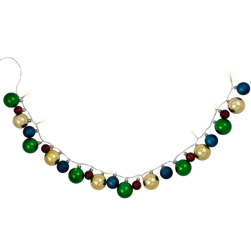 Northlight Ornament String Light Christmas Garland - LED Warm White  - 3' - 10ct - Green