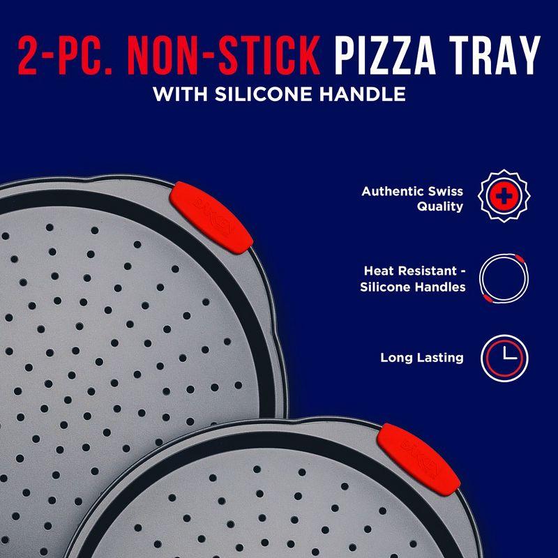 Non-Stick Carbon Steel Perforated Pizza Pans with Silicone Handles