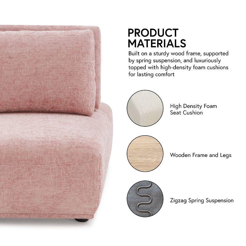 HOMES: Inside + Out Povoa Modern Modular Trapezoidal Armless Chair Chenille with Extendable Backrest White