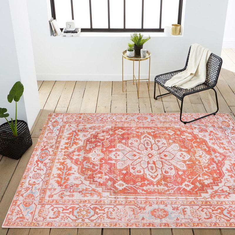 Asa Ornate Medallion Washable Area Rug - JONATHAN Y