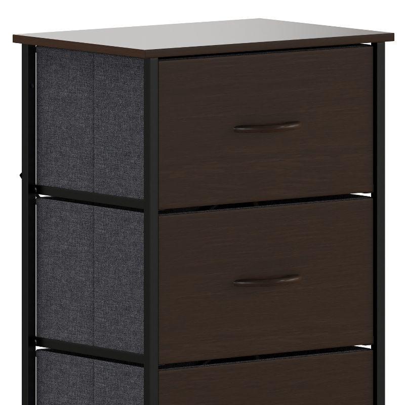 Emma and Oliver 4 Drawer Storage Dresser with Cast Iron Frame, Wood Top and Easy Pull Engineered Wood Drawers with Wooden Handles