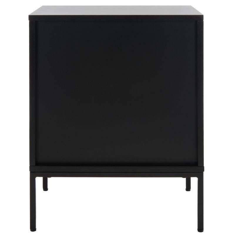 Zadie Black 2-Drawer Rattan Nightstand with Iron Legs