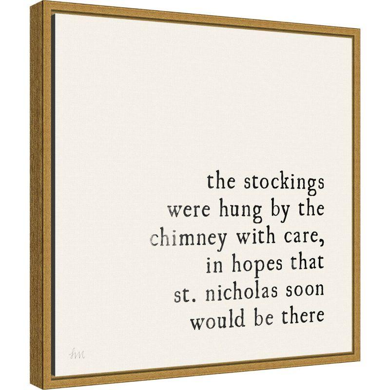 Amanti Art 16" x 16" Simple Christmas II Cream by Laura Marshall Framed Canvas Wall Art : Holiday Typography Decor, Seasonal Lithograph