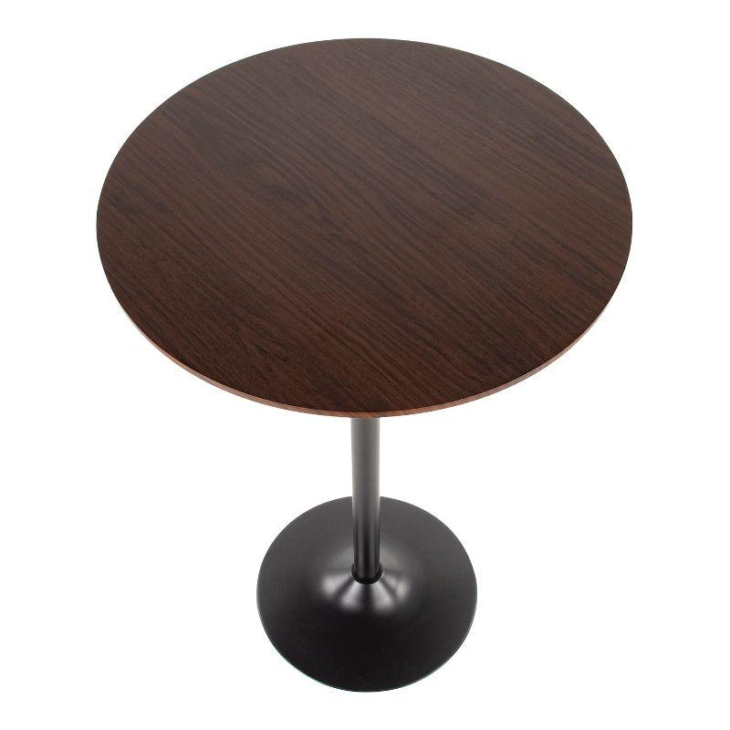 LumiSource Pebble Adjustable Dining To Bar Table Black/Espresso : Modern Laminated Wood, Steel Pedestal Base, Seats 2