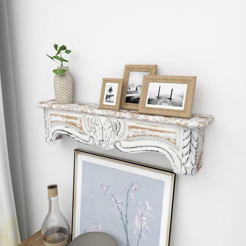 Goodland White Wood 1 Shelf Scroll Wall Shelf 36" x 6" x 9"