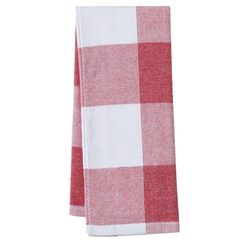 Cannon 4pk Cotton Jackson and Olivia Kitchen Towels Red: Classic Plaid & Solid Dish Towels, Waffle & Terry, Machine Washable