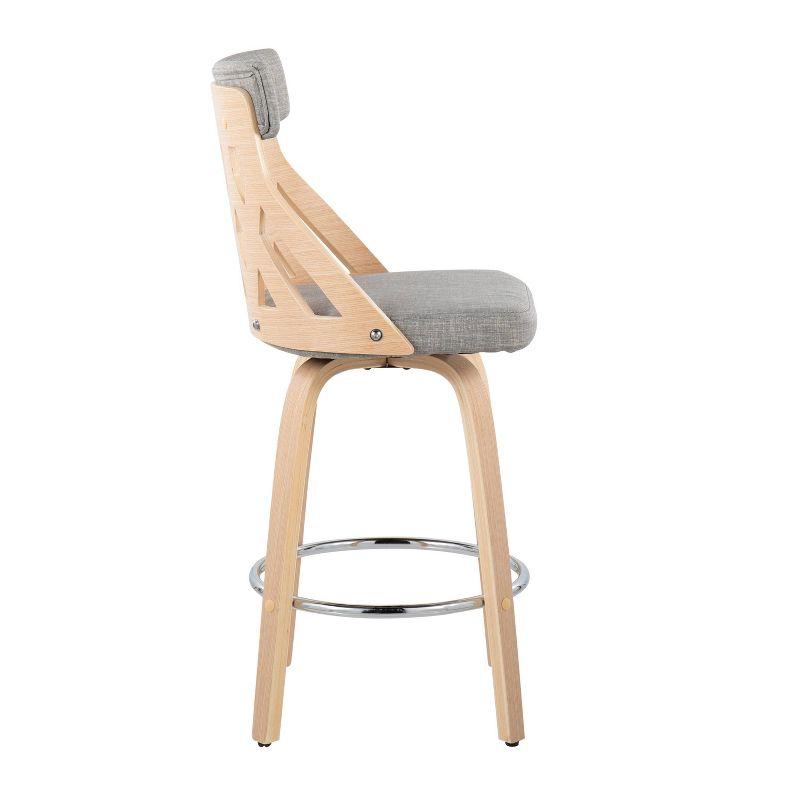 Natural Wood and Light Grey Swivel Counter Stool