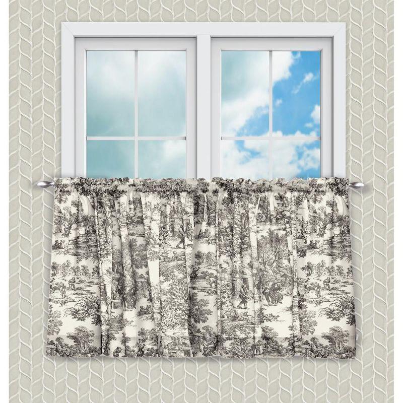 Ellis Curtain Victoria Park Toile Room Darkening Window Rod Pocket Pair Set With 2 Tiers - 2-Piece - 68x24"