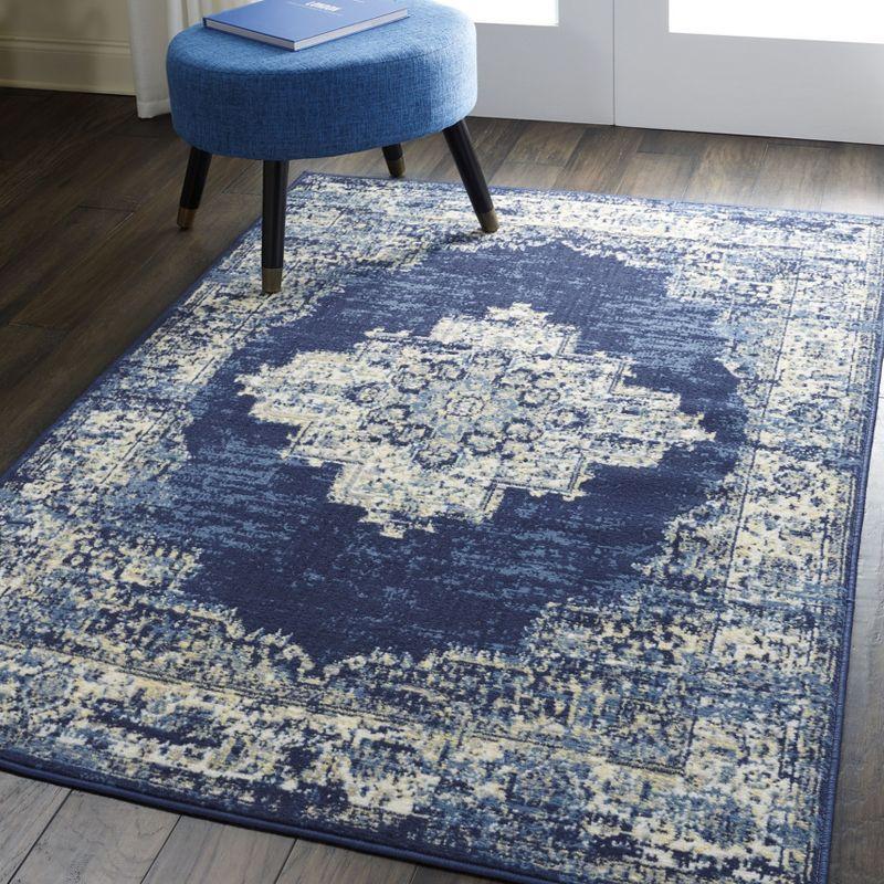 Charlton Home® Golter Grafix 5'3" X 7'3" Navy Blue Vintage Indoor Rug