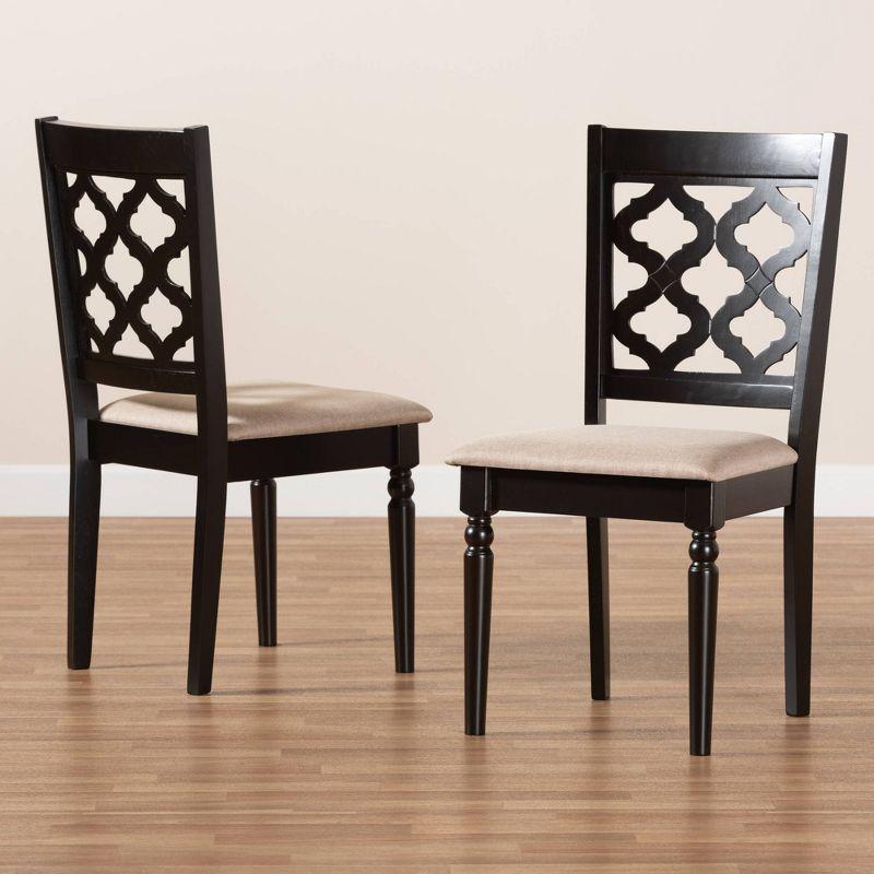 2pc RamiroFabric and Wood Dining Chairs Set Brown - Baxton Studio: Elegant Symmetrical Design, Comfort Upholstery