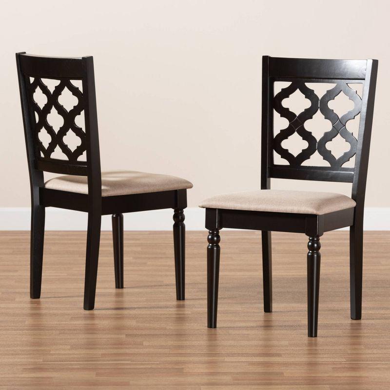 2pc Ramiro Fabric and Wood Dining Chairs Set - Baxton Studio