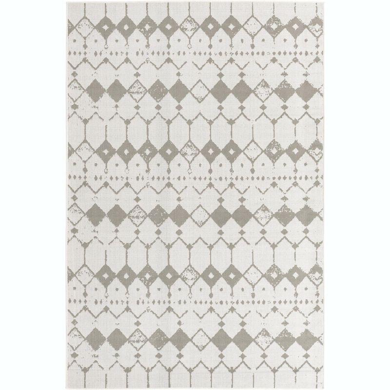 Unique Loom 6' 0 x 9' 0 Ivory and Gray Outdoor Trellis Cardak Area Rug