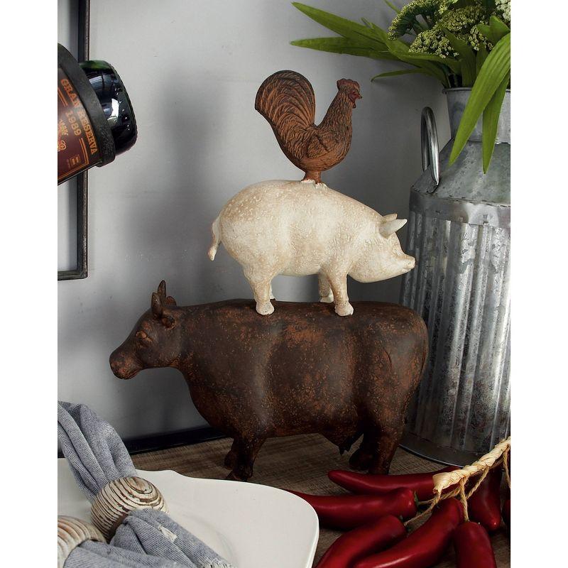 Olivia & May Amazing Animals Stack Sculpture 11"x14": Resin Farm Animal Figurines, Indoor Decorative Object