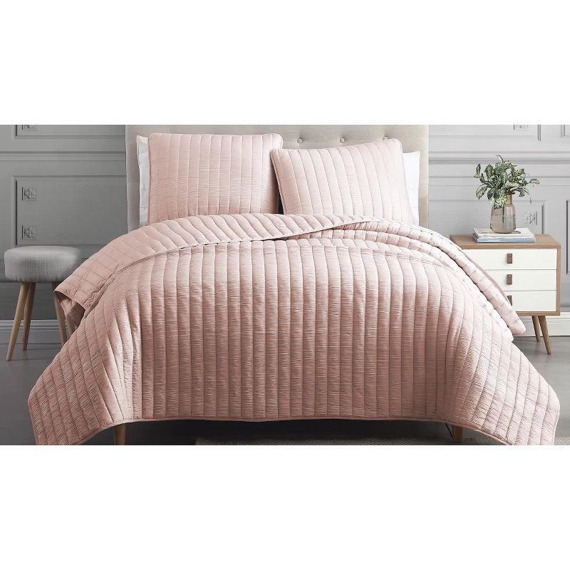 Riverbrook Home 2pc Twin Moonstone Quilt Bedding Set Light Pink: Microfiber, Includes Sham, Machine Washable