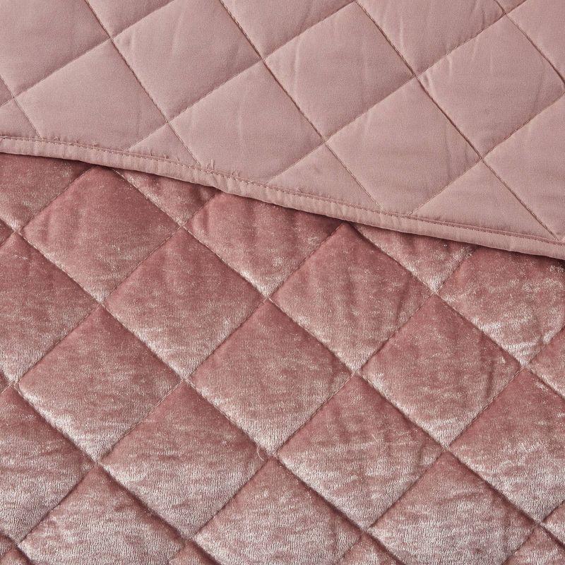 Blush Full Velvet Quilt Set with Shams