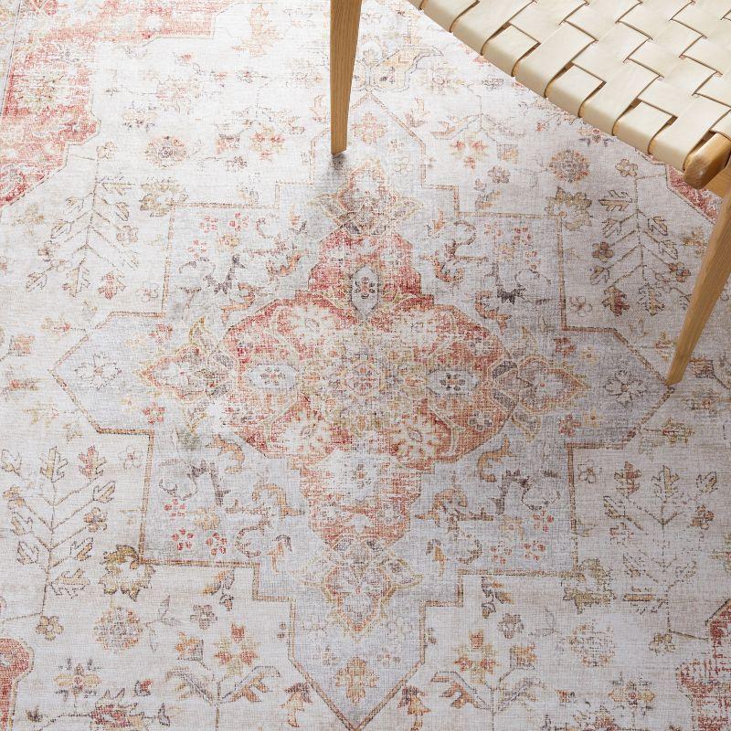 Tucson Vintage Persian TSN105 Power Loomed Machine Washable Skid-Resistant Indoor Area Rug - Light Grey/Rust - 8'x10' - Safavieh