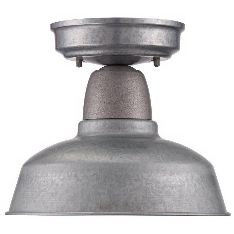 John Timberland Urban Barn Rustic Industrial Farmhouse Semi Flush Mount Outdoor Ceiling Light Galvanized Metal 8 3/4" for Post Exterior Barn Deck Yard