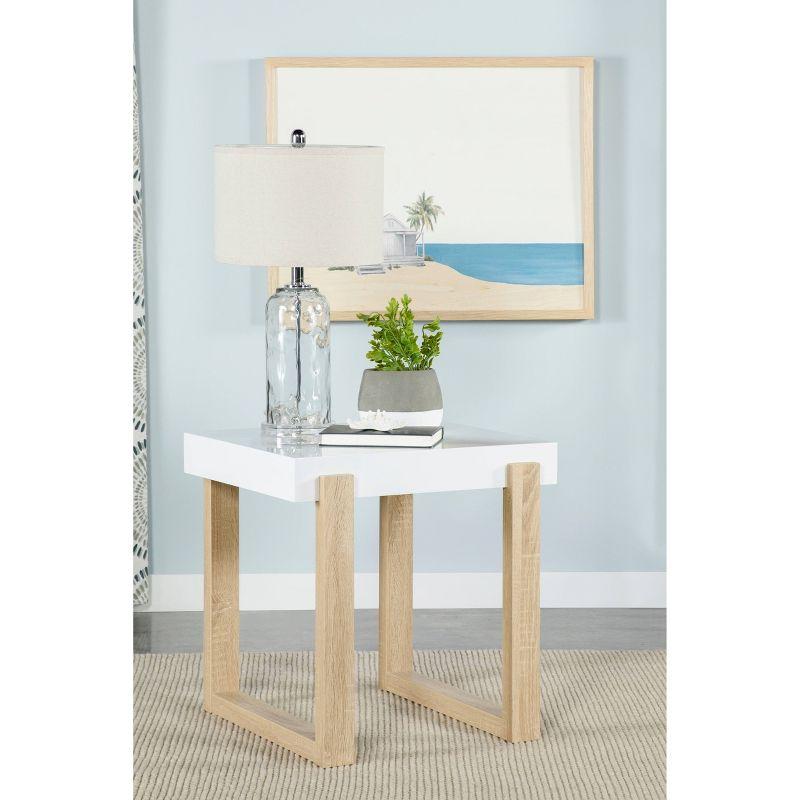 Pala Square End Table White High Gloss/Natural - Coaster