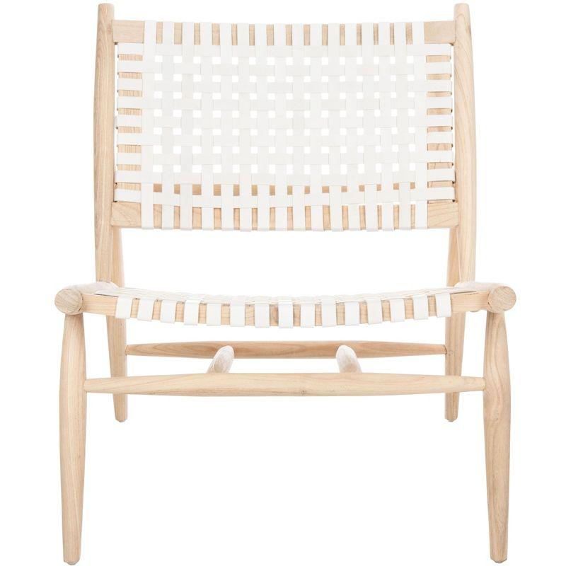 Transitional Beige and White Leather Woven 26'' Accent Chair