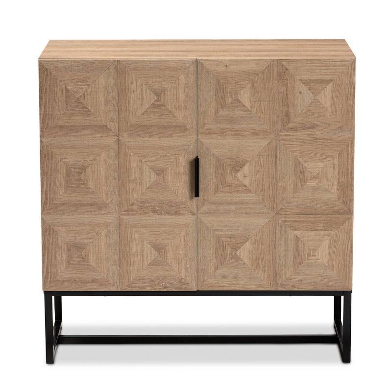 Darien Wood and Metal 2 Door Storage Cabinet Brown/Black - Baxton Studio: Modern Accent Furniture with Fixed Shelves