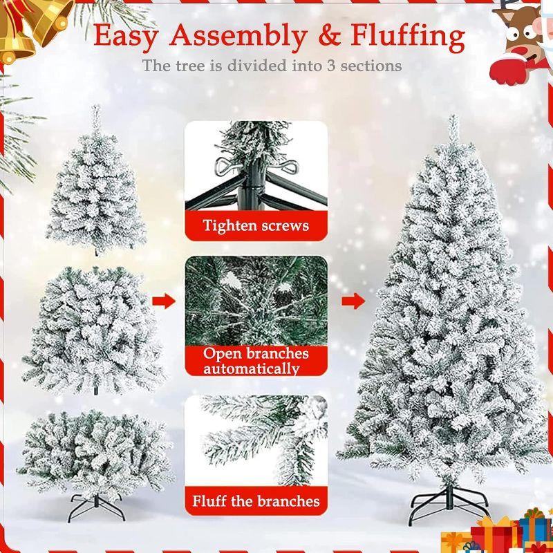 7.5ft Snow Flocked Hinged Artificial Christmas Tree, White