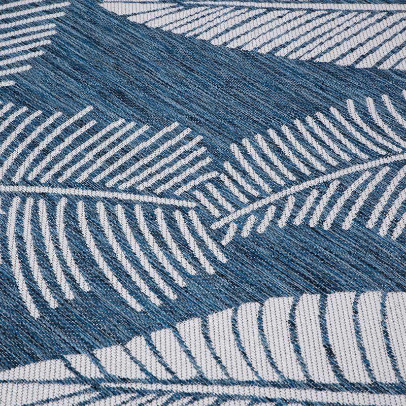 World Rug Gallery Distressed Palm Leaves Textured Flat Weave Indoor/Outdoor Area Rug - NAVY 7'10"X10'