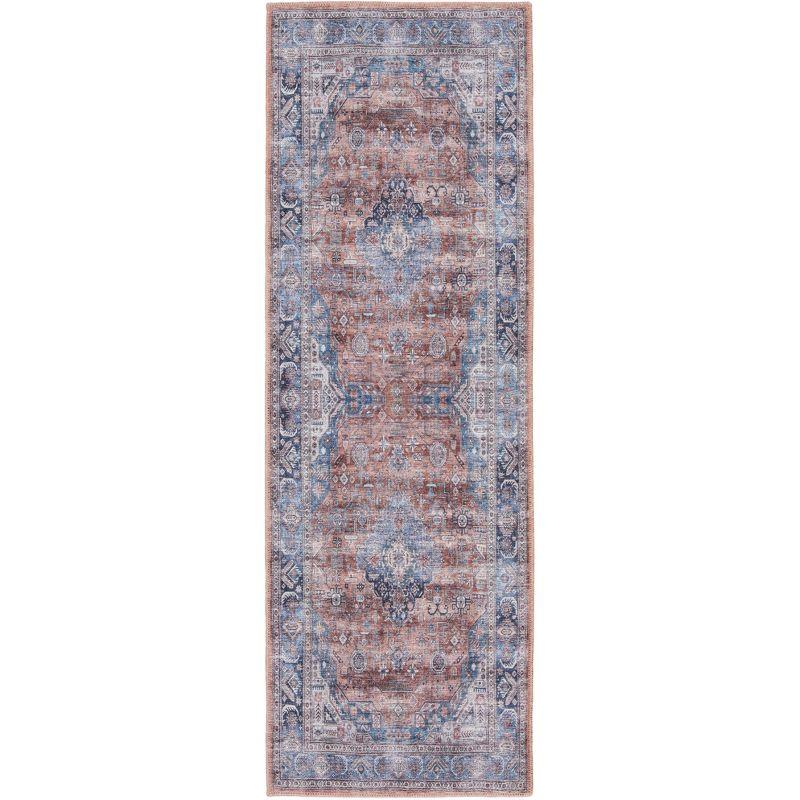 Brilliance Vintage Medallion 2' x 6' Blue Multi Washable Rug