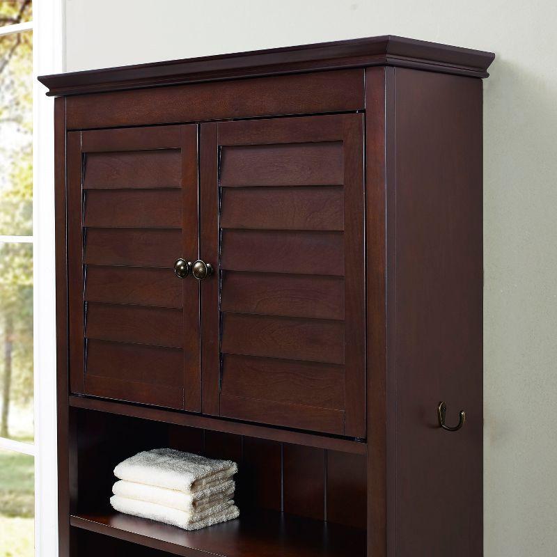 Crosley Lydia Space Saver Espresso Brown: Bathroom Organizer with 4 Shelves, Veneer Finish, Metal Hardware