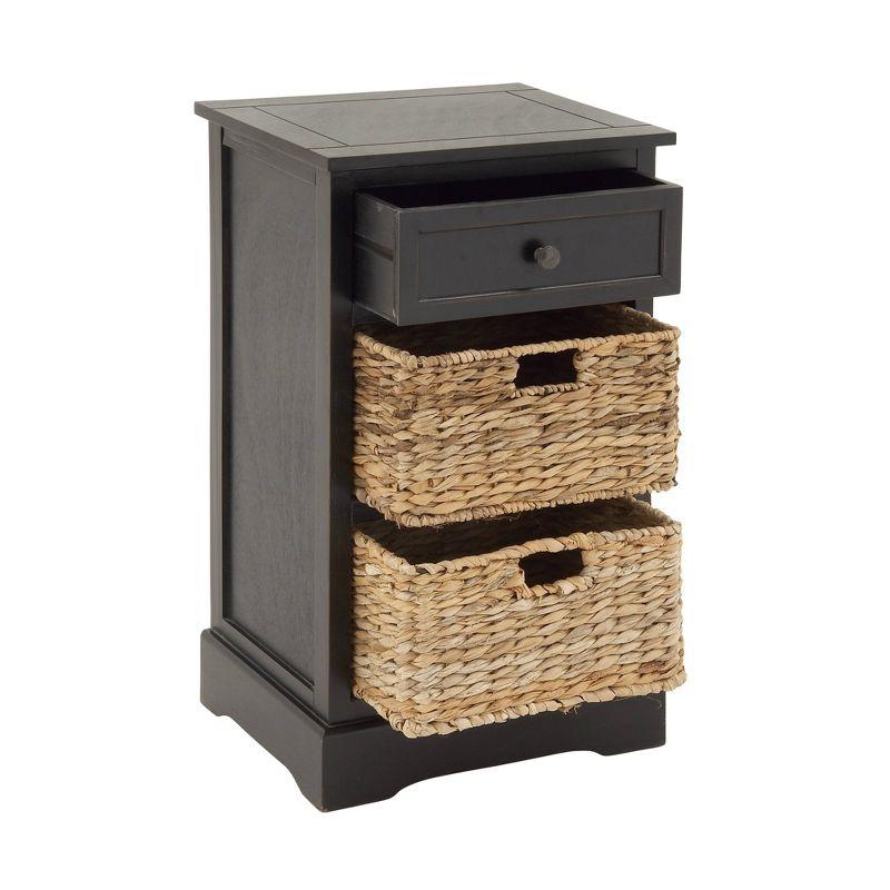 Farmhouse Wooden Chest with Wicker Basket Drawers Black - Olivia & May: No Assembly, Indoor Use, MDF Composite