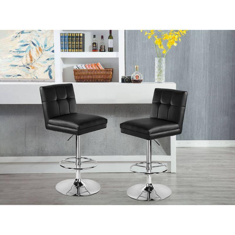 Set of 2 Sloan Adjustable Faux Leather Swivel Barstools Black - Boraam: Modern Metal Frame, 250lb Capacity