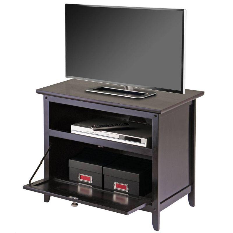 Zara TV Stand for TVs up to 32" Espresso 25" - Winsome: Media Console with Pull-Down Storage Door