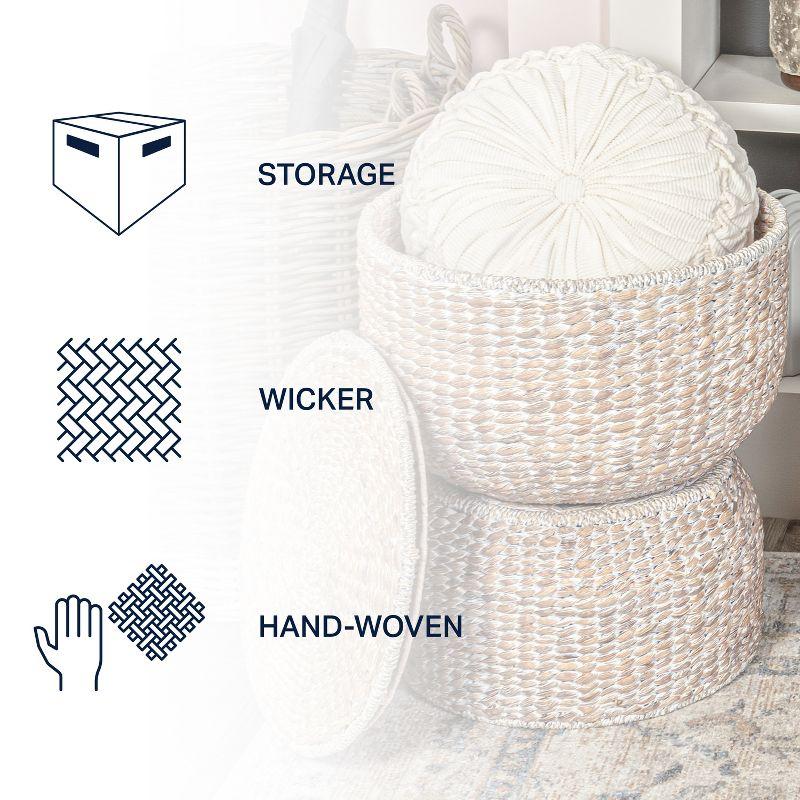 happimess 18" Hourglass Handwoven Hyacinth Storage Accent Table with Lid