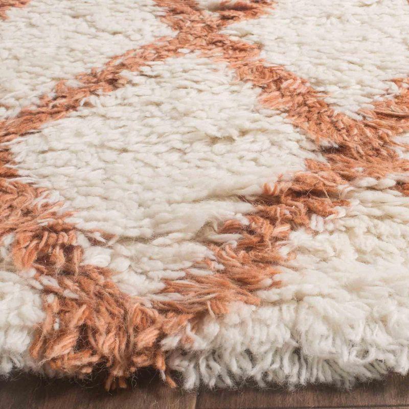 Ivory and Terracotta Hand-Knotted Wool 8' x 10' Rug