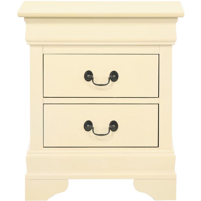 Beige Louis Philippe 2-Drawer Wooden Nightstand