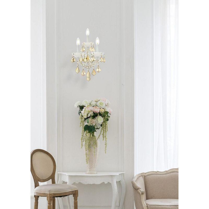 Elegant Lighting Maria Theresa 3 light white Wall Sconce Golden Teak (Smoky) Royal Cut Crystal