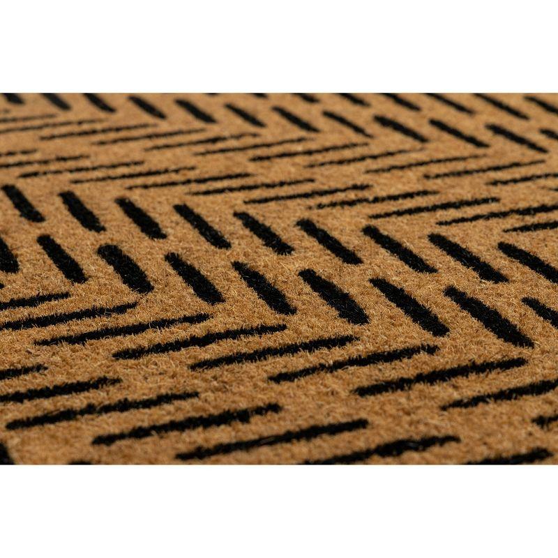 2' x 5' Fishbone Indoor/Outdoor Coir Doormat Black/Natural - Entryways