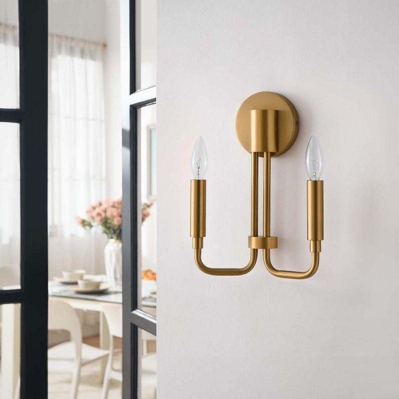 Satin Brass 2-Light Wall Sconce with Iron Construction